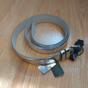 Metallic silver belt